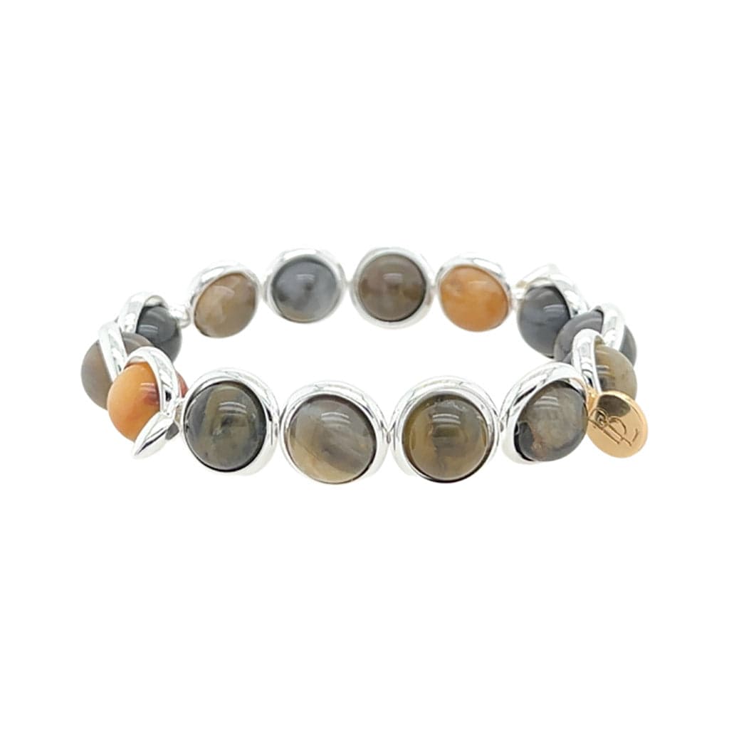 BRETT LAUREN Bracelets Dark Petrified Wood Agate Gemstone Bead Bracelet