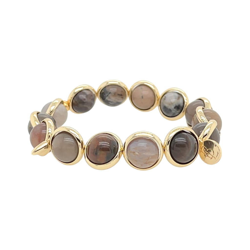 BRETT LAUREN Bracelets Dark Petrified Wood Agate Gemstone Bead Bracelet
