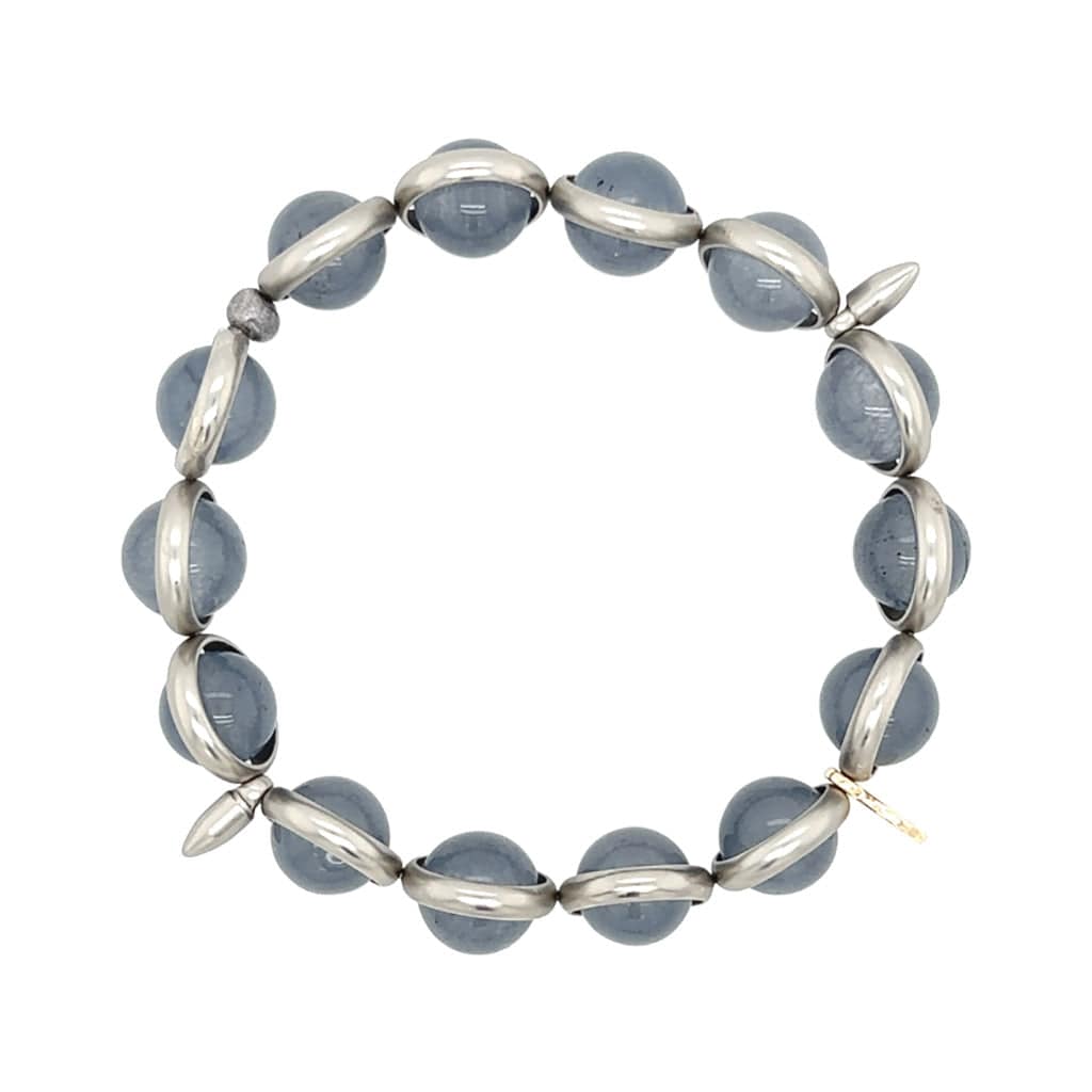 BRETT LAUREN Bracelets Grey Agate Gemstone Bead Bracelet