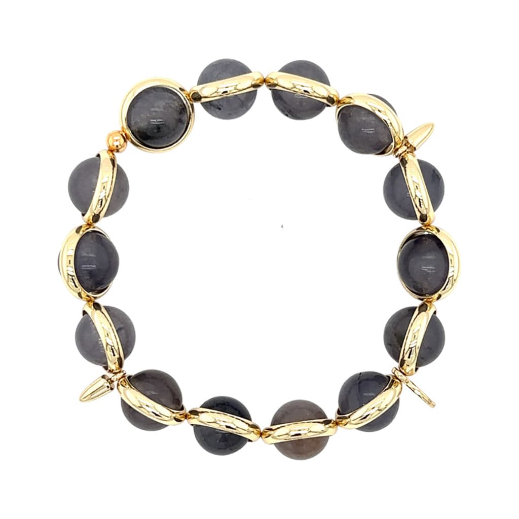 BRETT LAUREN Bracelets Grey Agate Gemstone Bead Bracelet