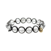 BRETT LAUREN Bracelets Gunmetal / S/M Clear Quartz Gemstone Bead Bracelet 8 mm