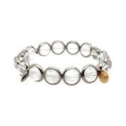 BRETT LAUREN Bracelets Pewter / S/M Clear Quartz Gemstone Bead Bracelet 8 mm