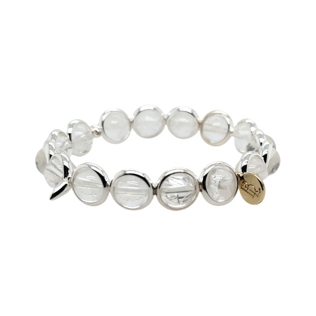 BRETT LAUREN Bracelets Silver / S/M Clear Quartz Gemstone Bead Bracelet 8 mm