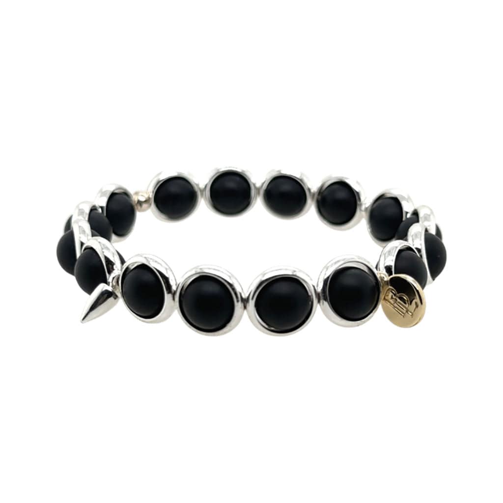 BRETT LAUREN Bracelets Silver / S/M Matte Onyx Gemstone Bead Bracelet 8 mm