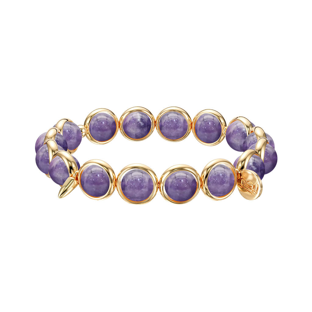 Amethyst Polished Gemstone Bead Bracelet 8 mm