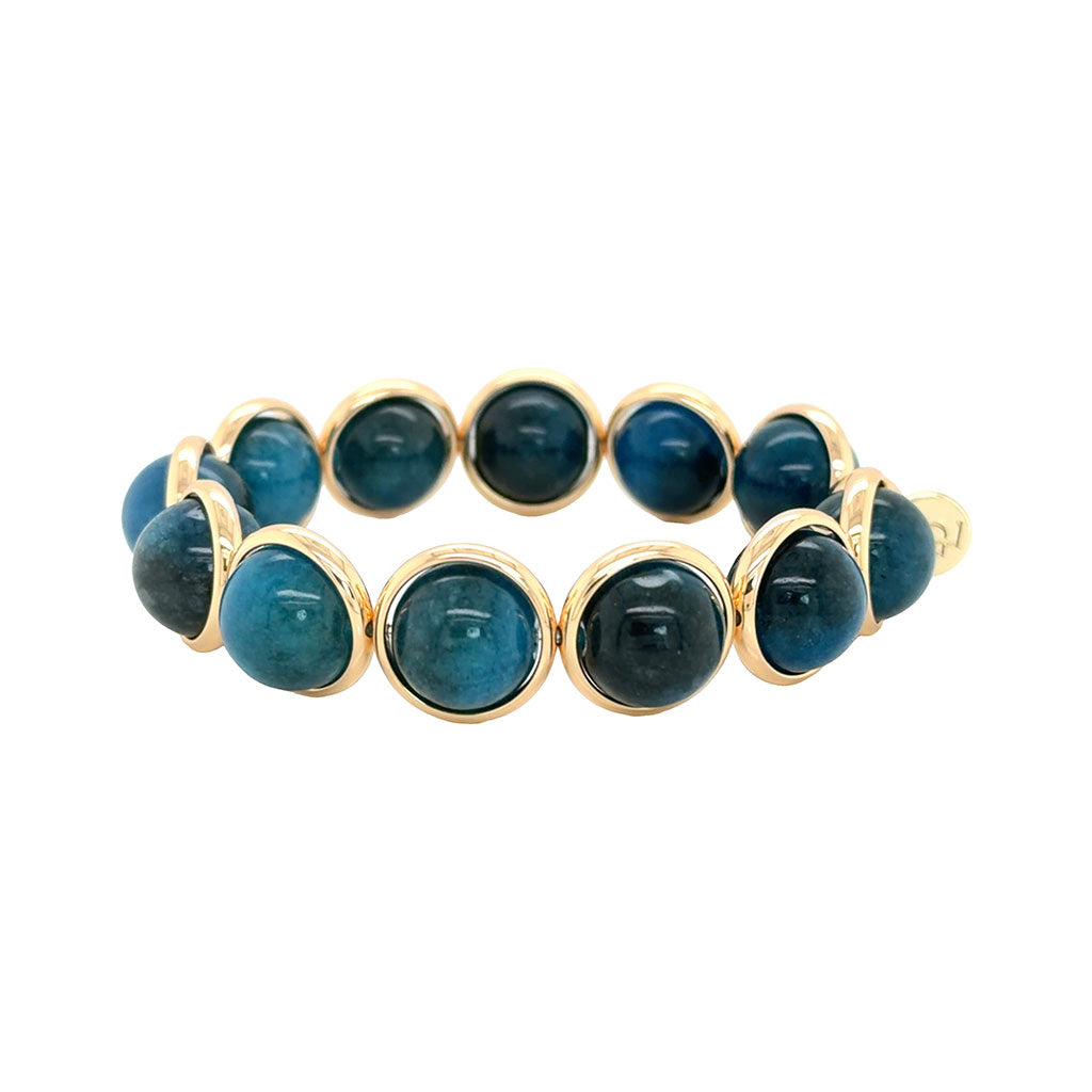 Apatite Chunky Polished Gemstone Bead Bracelet 14 mm