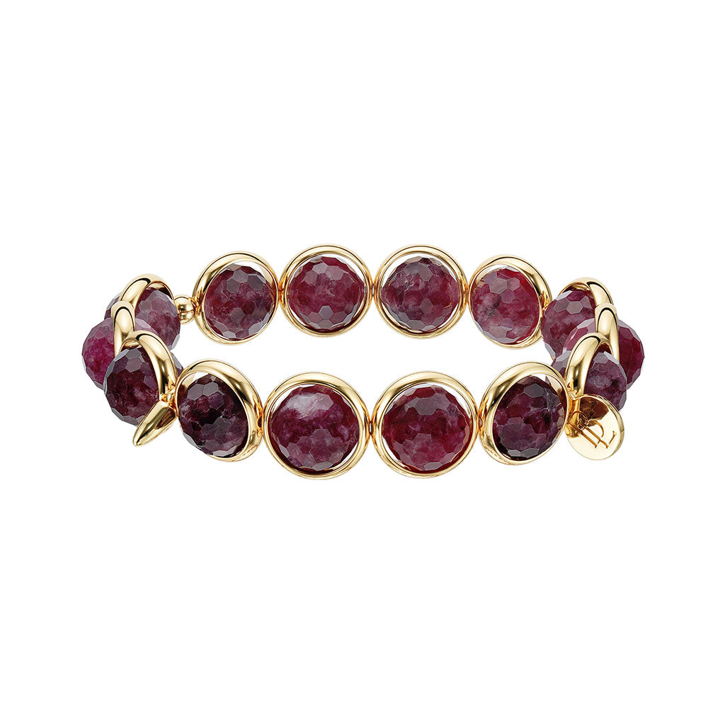 Berry Agate Faceted Gemstone Bead Bracelet 10 mm