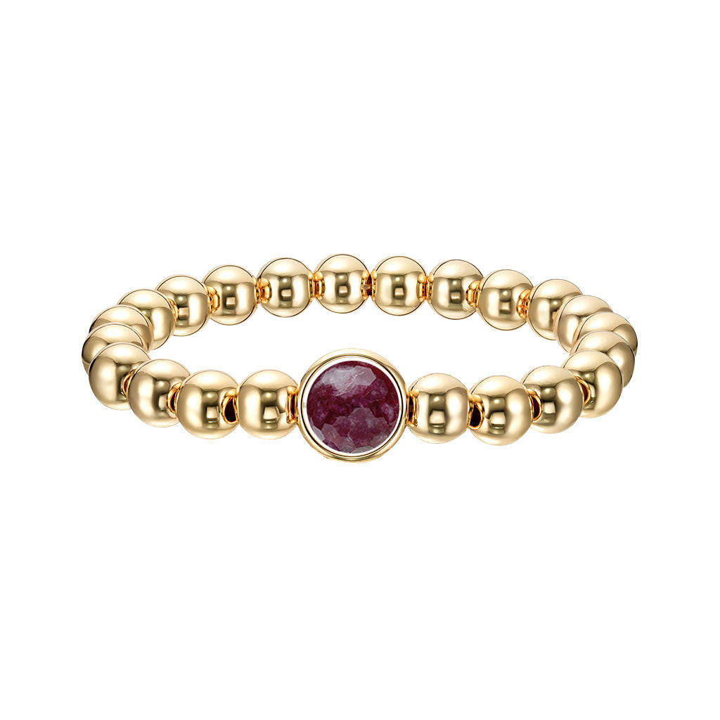 Berry Agate Single Gemstone Bead Bracelet