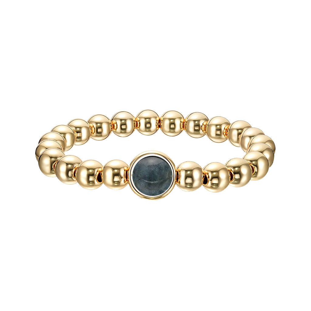 Black Labradorite Polished Single Gemstone Bead Bracelet