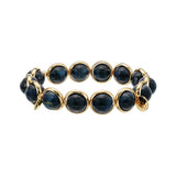 Grey-blue Tiger Eye Polished Gemstone Bead Bracelet 10 mm