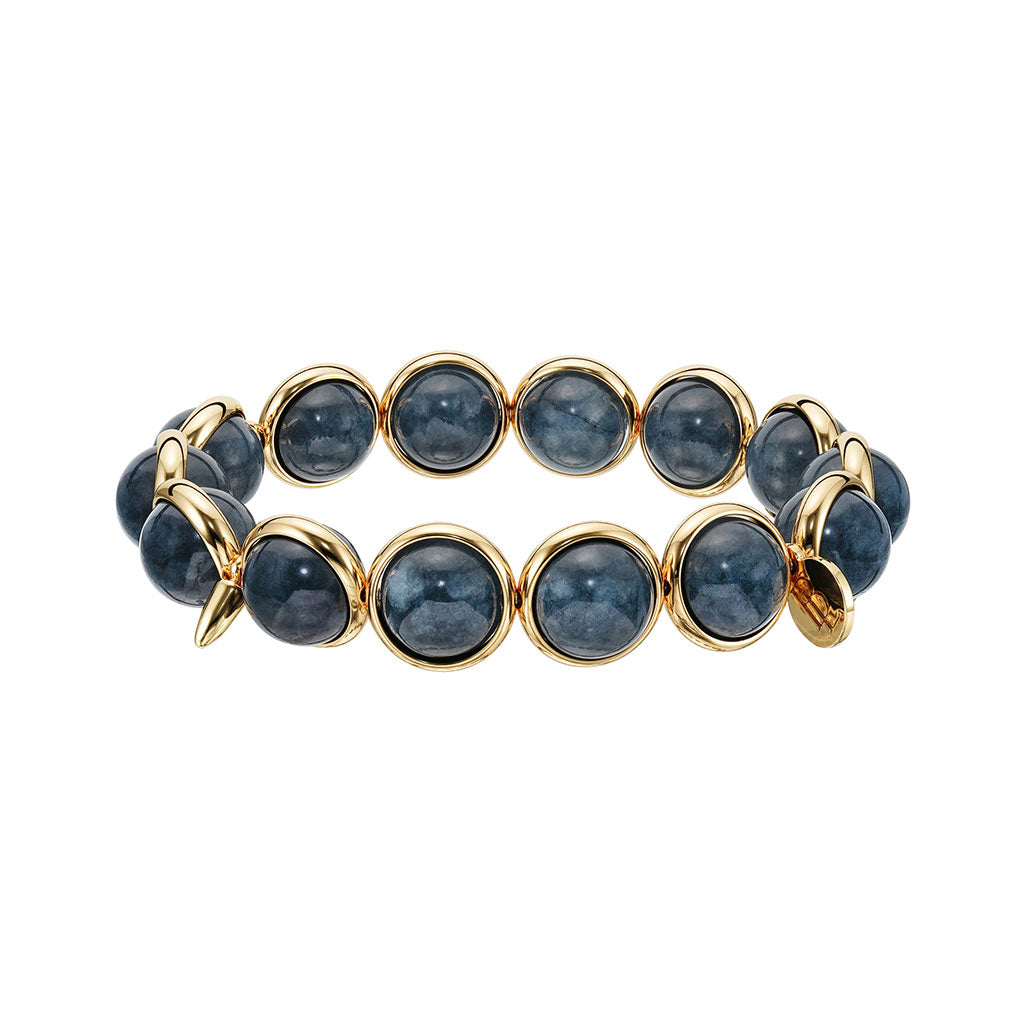 Blue Apatite Polished Gemstone Bead Bracelet 10 mm