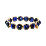 Bright Blue Tiger Eye Polished Gemstone Bead Bracelet 10 mm