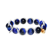 Bright Blue Tiger Eye Polished Gemstone Bead Bracelet 10 mm