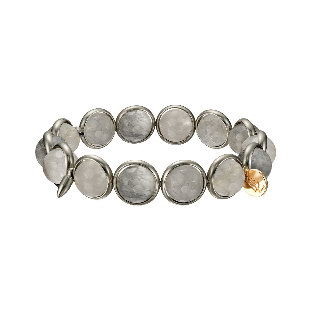 Cloudy Quartz Faceted Gemstone Bead Bracelet 10 mm