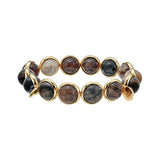 Dark Petrified Wood Polished Gemstone Bead Bracelet 10 mm