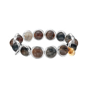 Dark Petrified Wood Polished Gemstone Bead Bracelet 10 mm