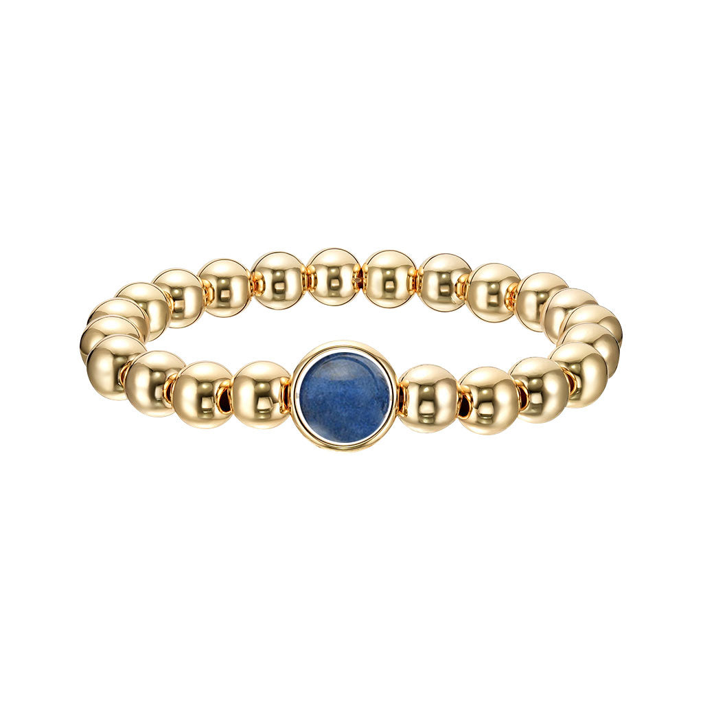 Dumortierite Polished Single Gemstone Bead Bracelet