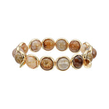 Fossil Coral Polished Gemstone Bead Bracelet 10 mm