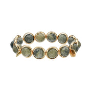 Green Rabbit Fur Quartz Faceted Gemstone Bead Bracelet 10 mm