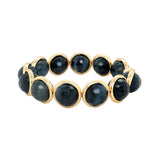 Grey-blue Tiger Eye Faceted Chunky Gemstone Bead Bracelet 14 mm