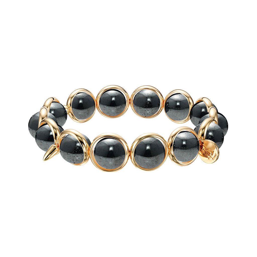 Hematite Polished Gemstone Bead Bracelet 10 mm