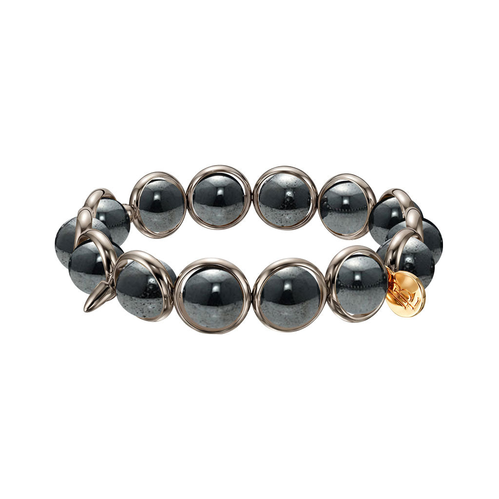 Hematite Polished Gemstone Bead Bracelet 10 mm