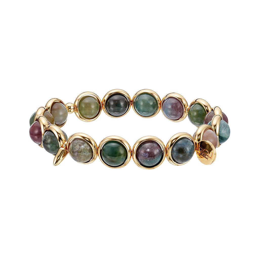 Indian Agate Polished Gemstone Bead Bracelet 8 mm