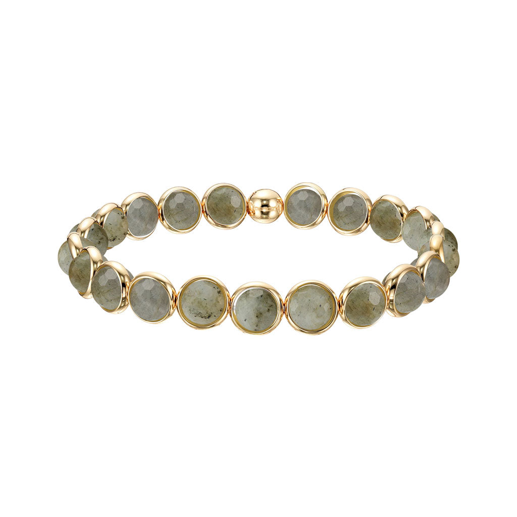 Labradorite Mini Faceted Gemstone Bead Bracelet 6 mm