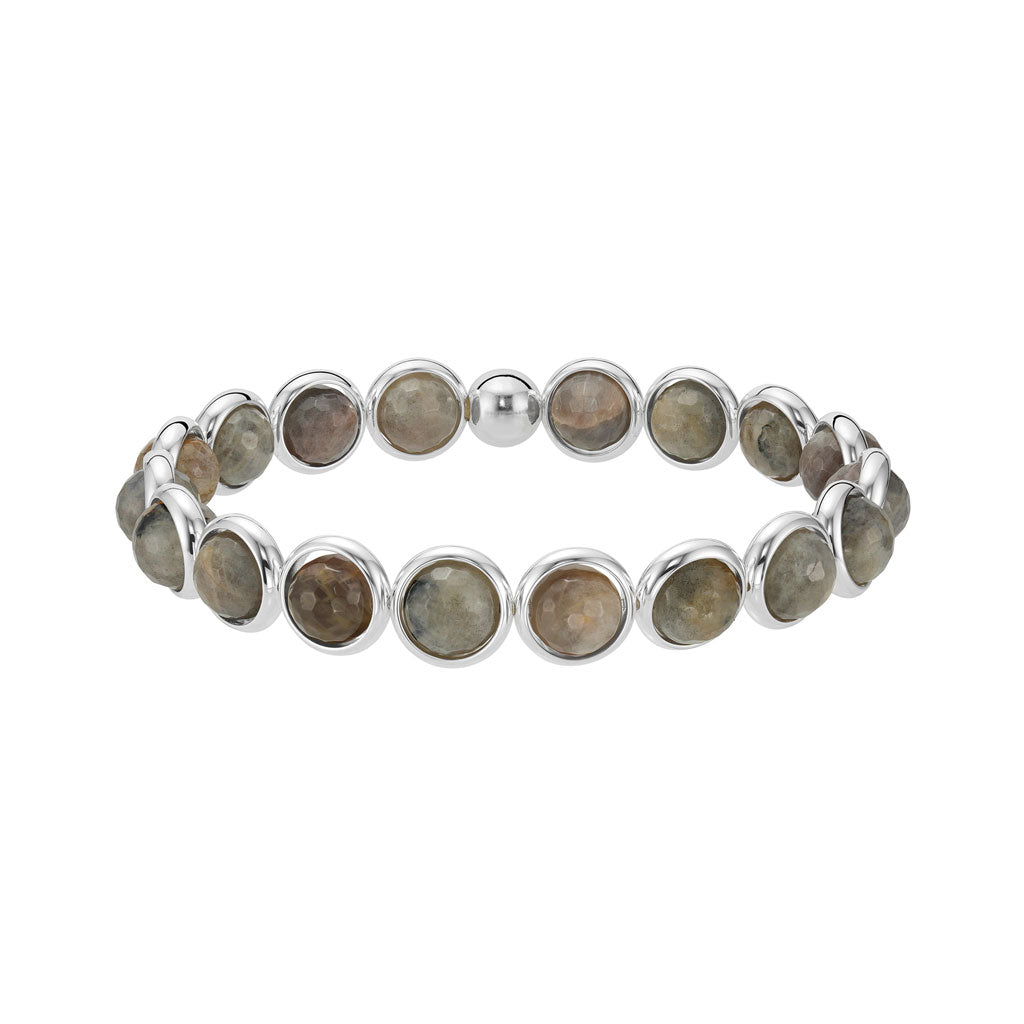 Labradorite Mini Faceted Gemstone Bead Bracelet 6 mm