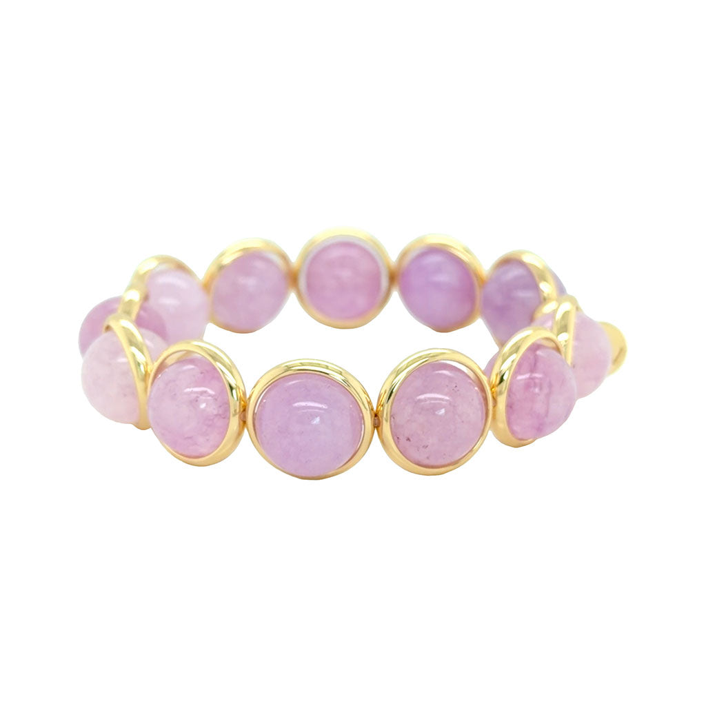 Lilac Agate Polished Chunky Gemstone Bead Bracelet 14 mm