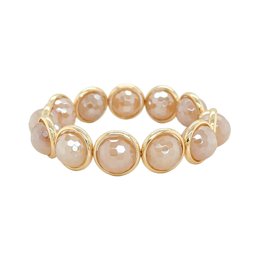 Mystic Golden Agate Faceted Chunky Gemstone Bead Bracelet 14 mm
