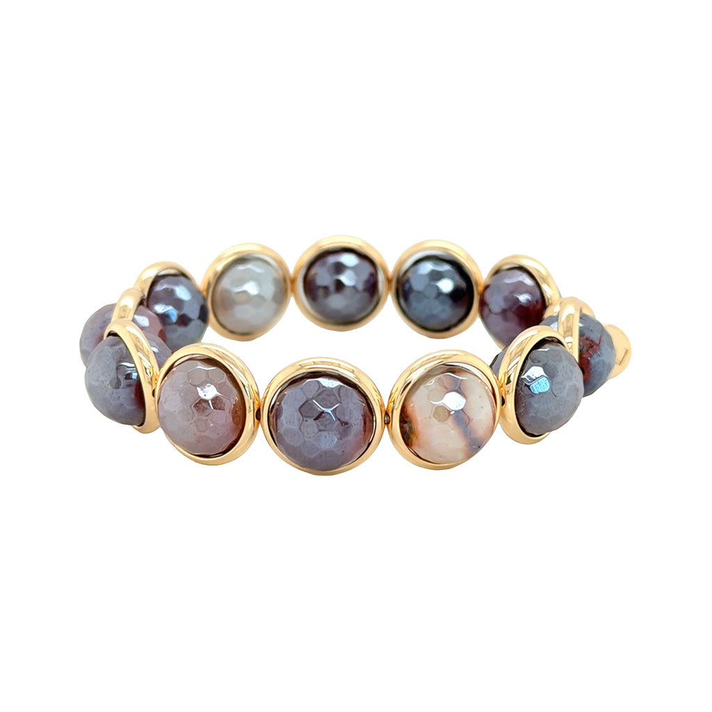 Mystic Mookaite Faceted Chunky Gemstone Bead Bracelet 14 mm