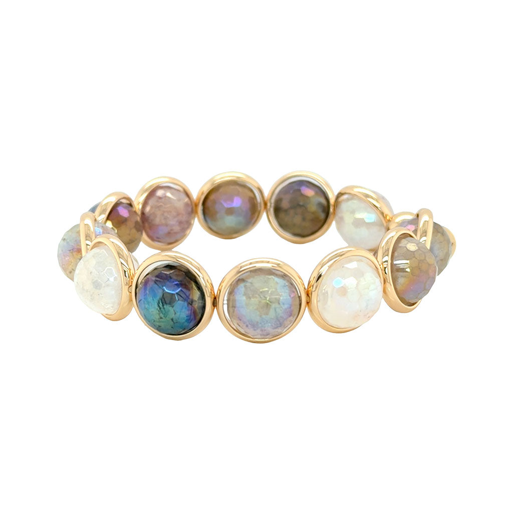 Mystic Multi-quartz Faceted Chunky Gemstone Bead Bracelet 14 mm