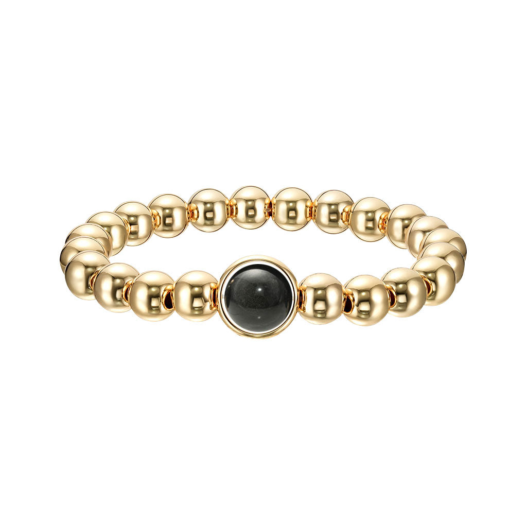 Onyx Polished Single Gemstone Bead Bracelet