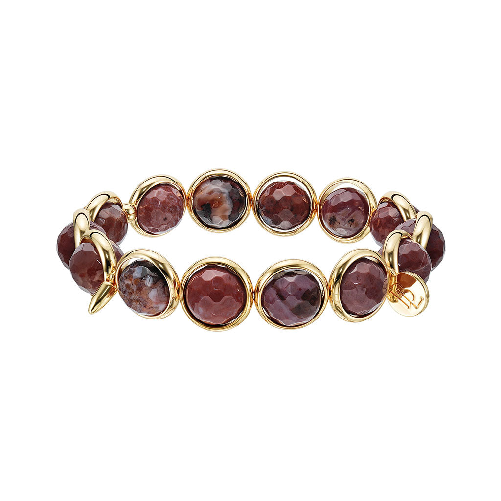 Portuguese Agate Faceted Gemstone Bead Bracelet faceted 10 mm