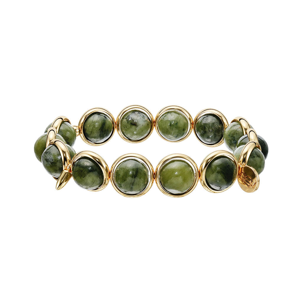 Serpentine Polished Gemstone Bead Bracelet 10 mm