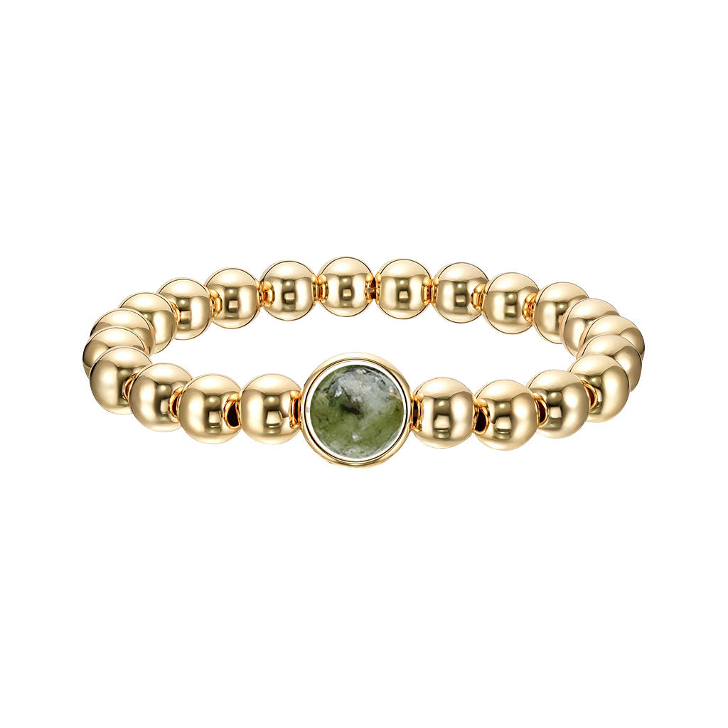 Serpentine Single Gemstone Bead Bracelet- 8 mm