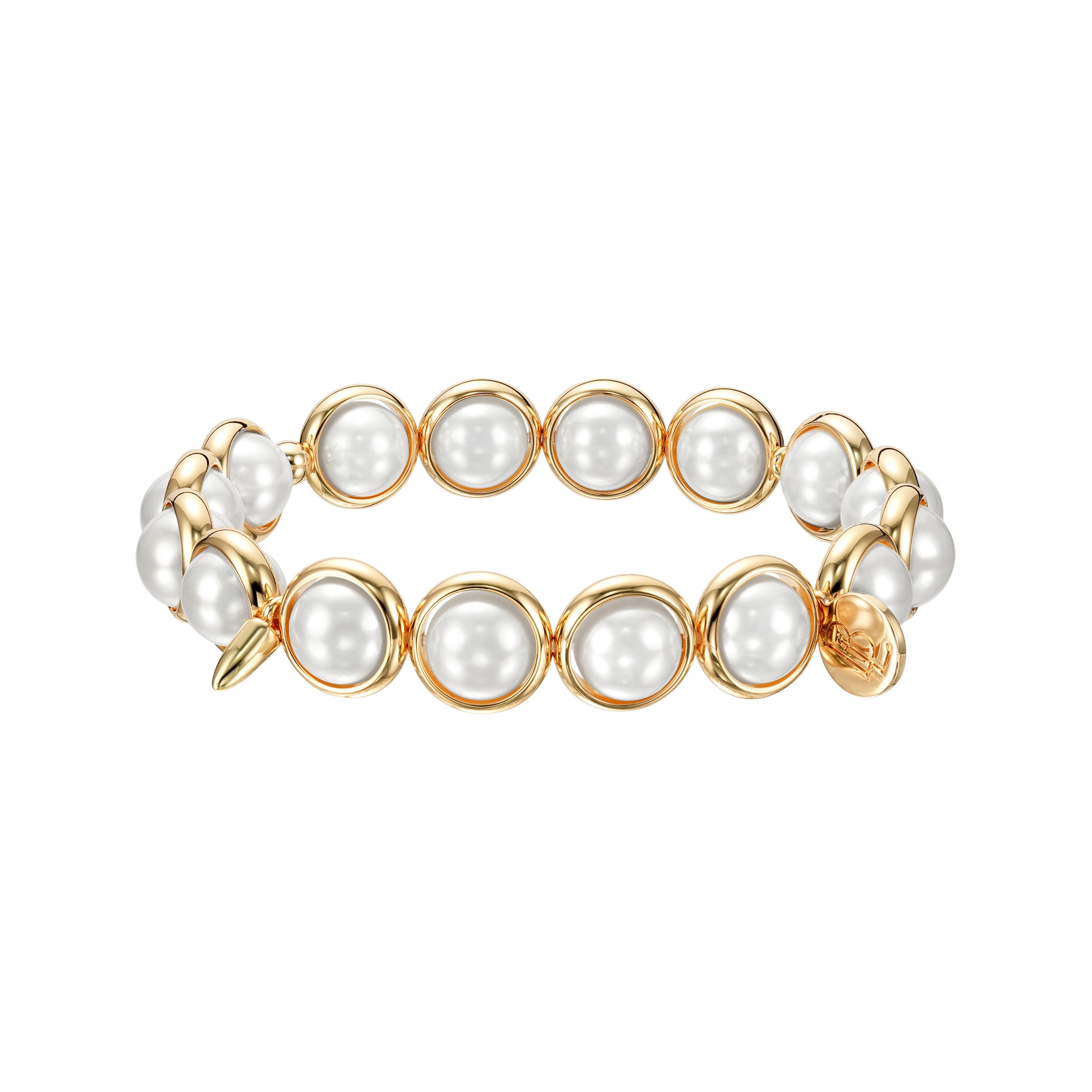 Shell Pearl Polished Gemstone Bead Bracelet 8 mm