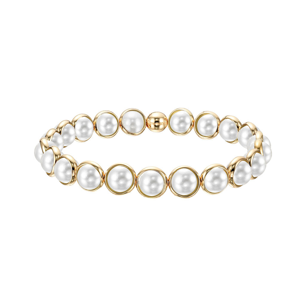 Shell Pearl Polished Mini Gemstone Bead Bracelet 6 mm