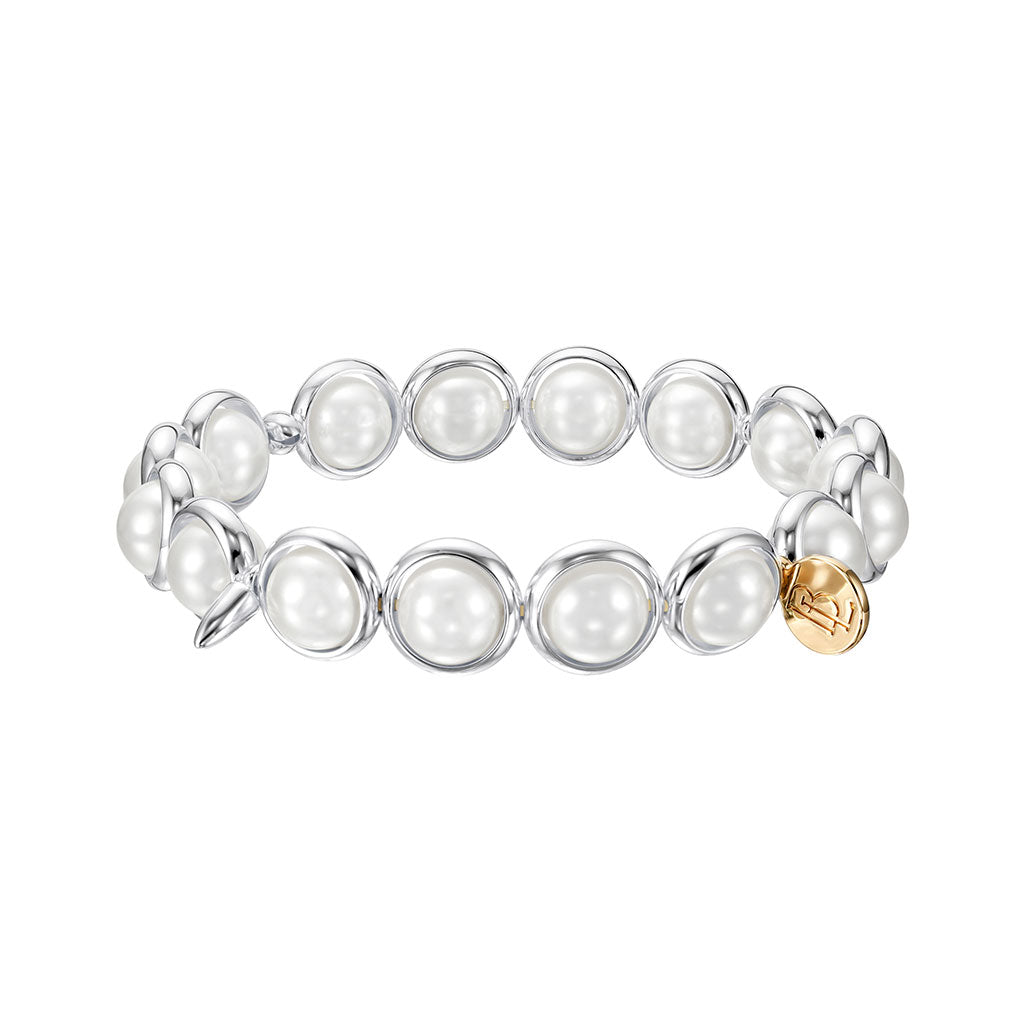 Shell Pearl Polished Gemstone Bead Bracelet 8 mm