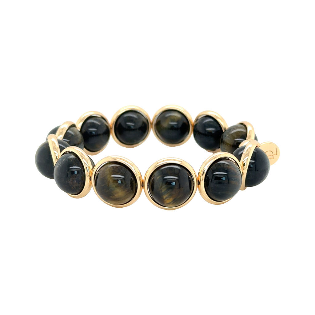 Tiger Eye Polished Chunky Gemstone Bead Bracelet 14 mm