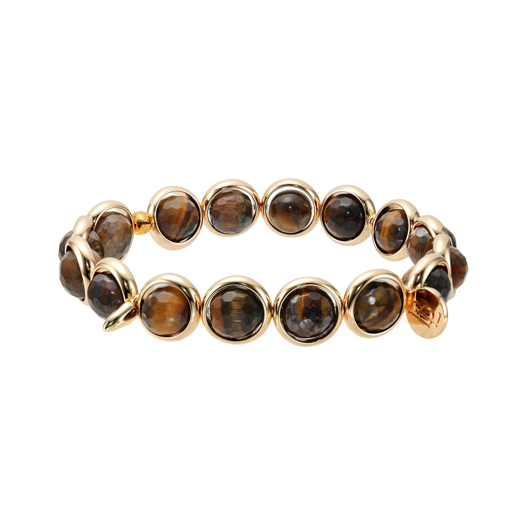 Tiger Eye Faceted Gemstone Bead Bracelet 8 mm