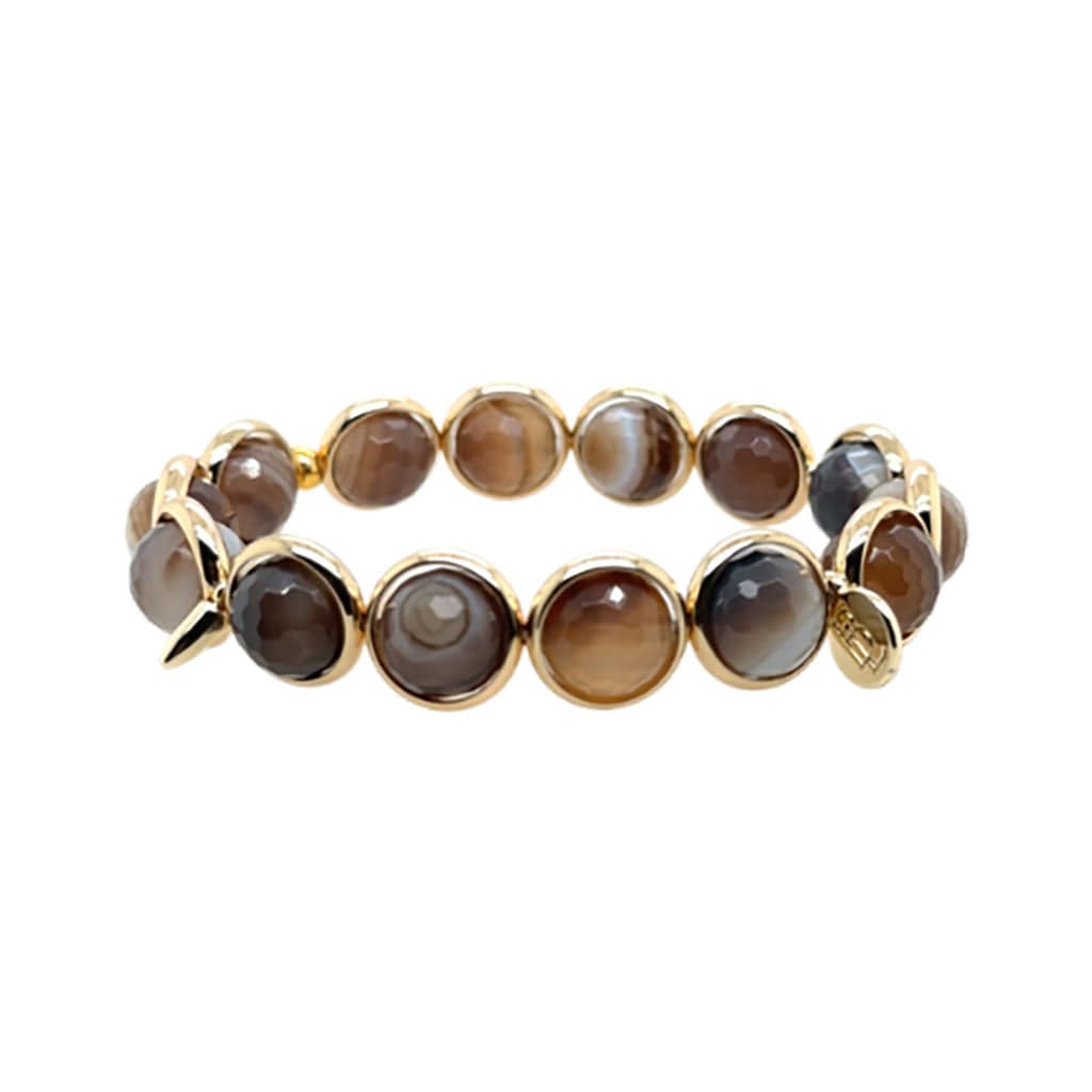 BRETT LAUREN Bracelets Brown Champagne Agate Gemstone Bead Bracelet 10 mm