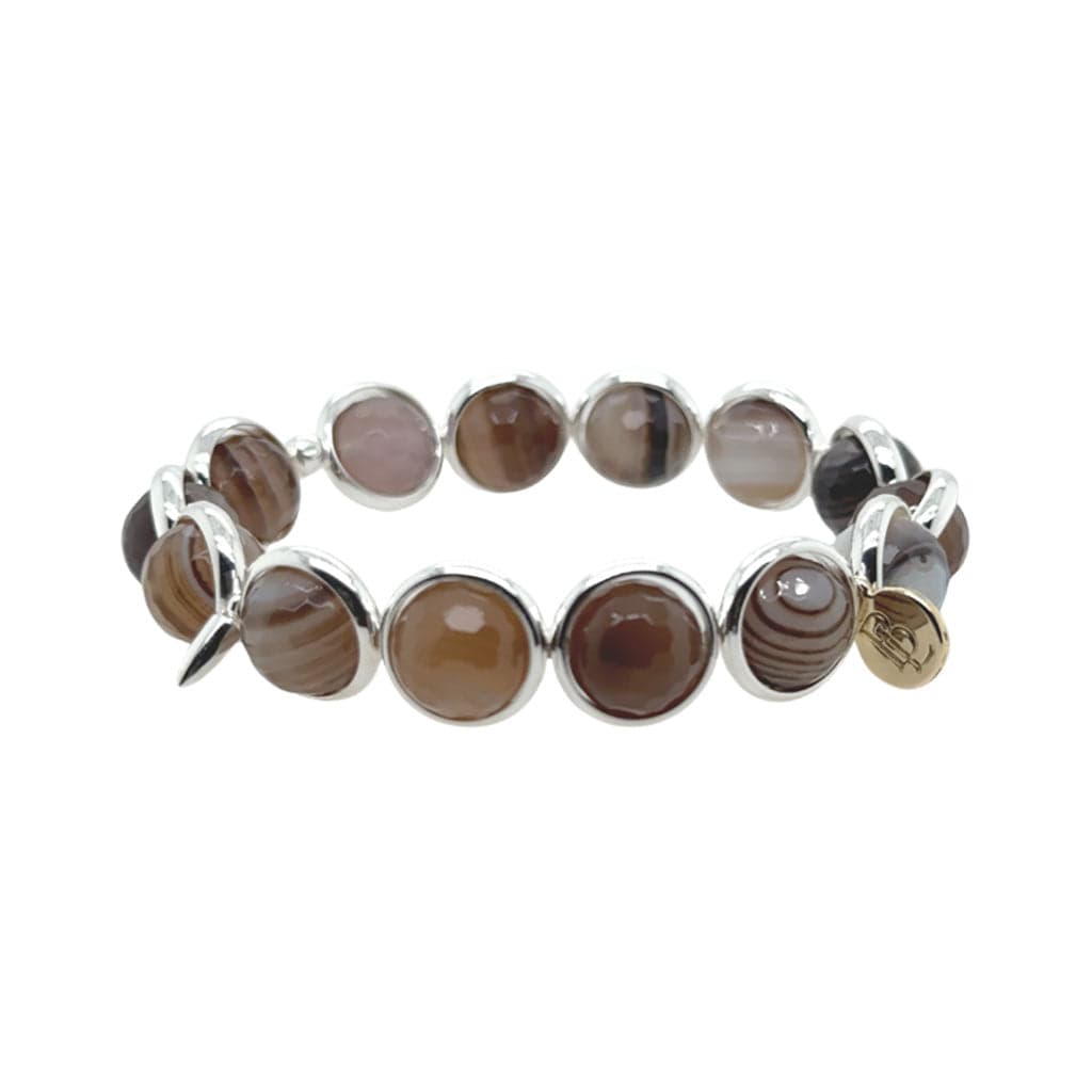 BRETT LAUREN Bracelets Brown Champagne Agate Gemstone Bead Bracelet 10 mm