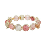 Cherry Amber Quartz Faceted Gemstone Bead Bracelet 10 mm