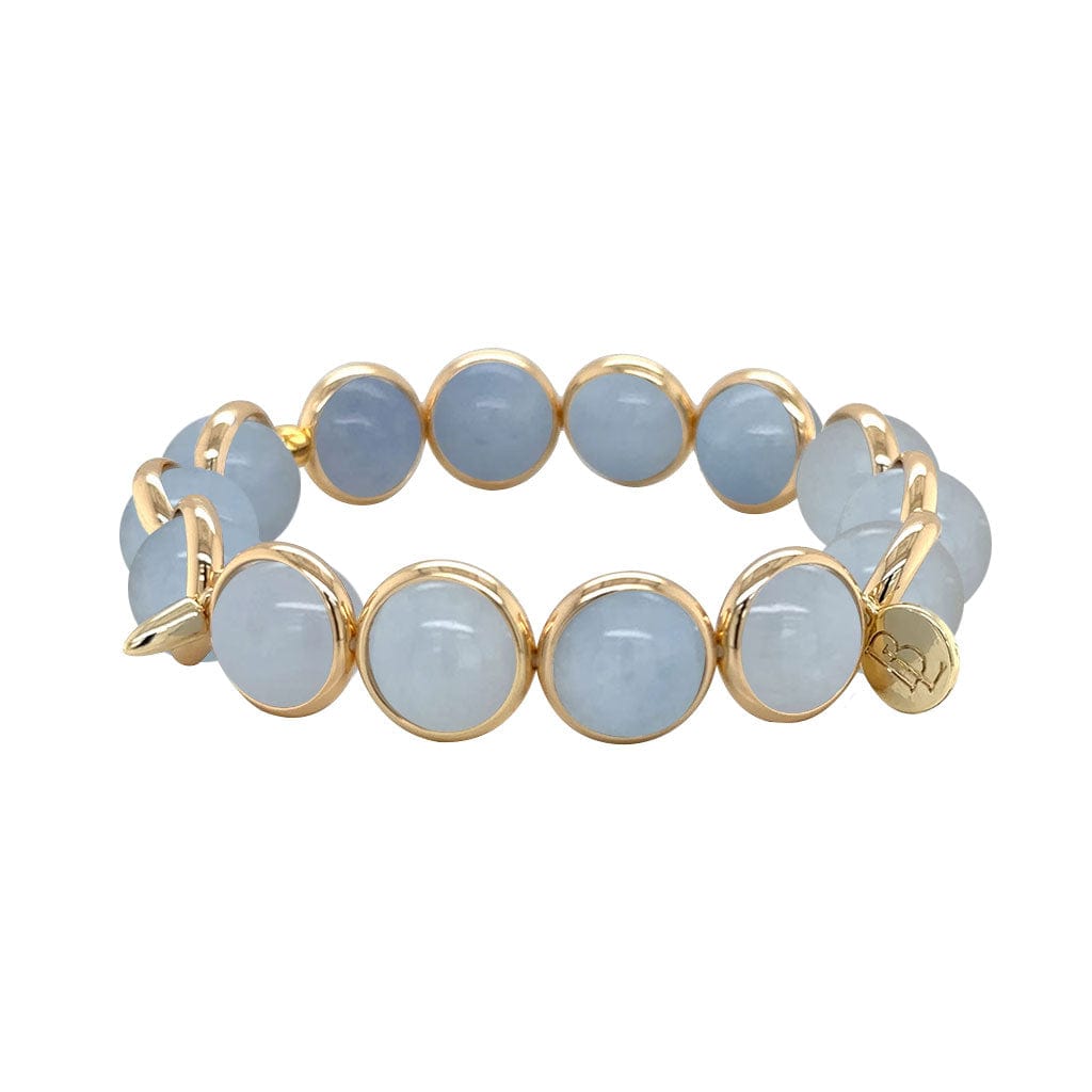 BRETT LAUREN BRACELETS Cloudy Blue Jade Gemstone Bead Bracelet 10 mm