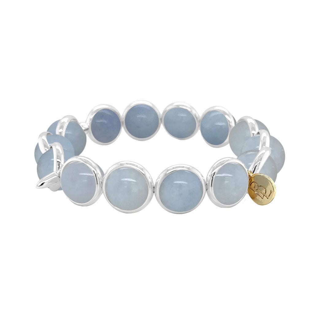 BRETT LAUREN BRACELETS Cloudy Blue Jade Gemstone Bead Bracelet 10 mm