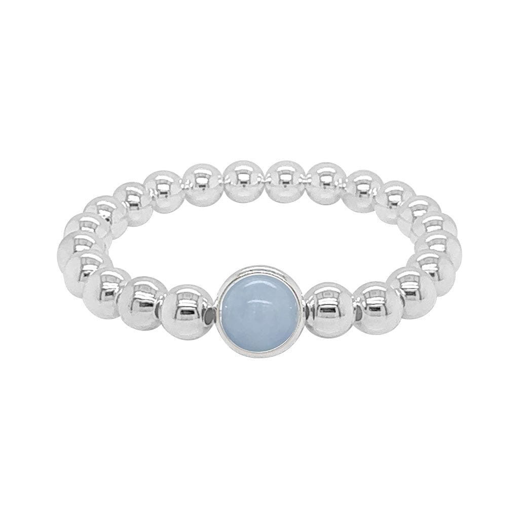 BRETT LAUREN BRACELETS Cloudy Blue Jade Single Gemstone Bead Bracelet