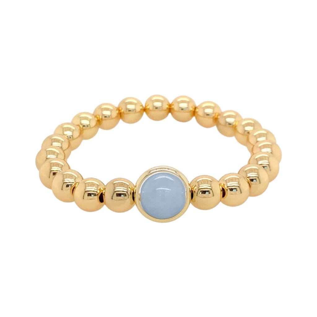 BRETT LAUREN BRACELETS Cloudy Blue Jade Single Gemstone Bead Bracelet