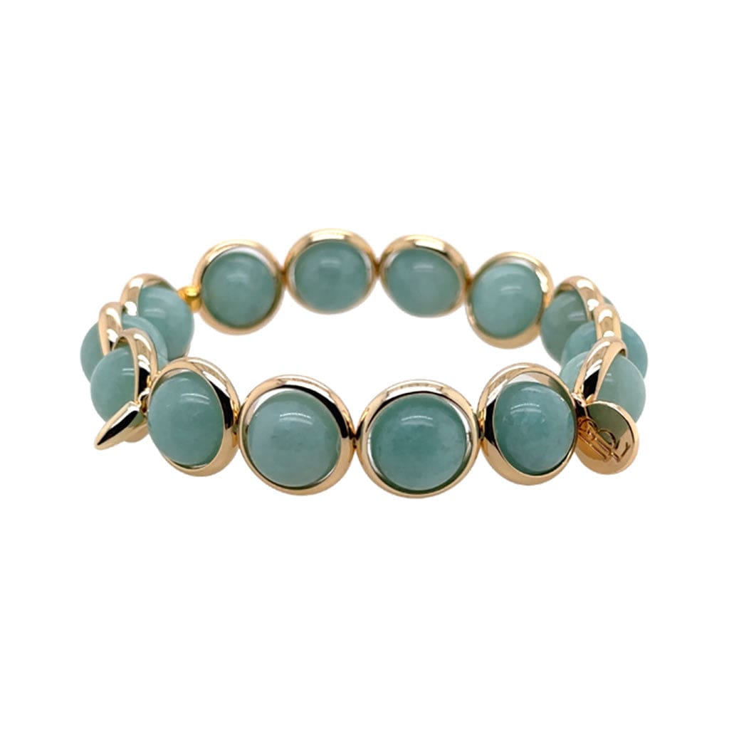 BRETT LAUREN Bracelets Cloudy Green Jade Gemstone Bead Bracelet 10 mm